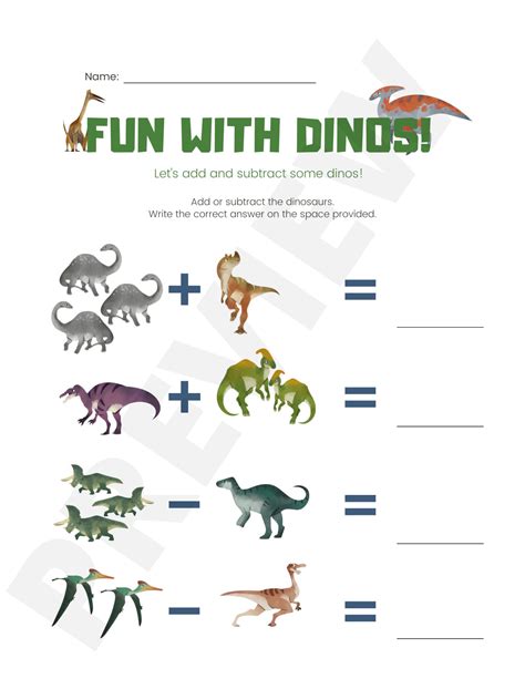 Dinosaur Theme Math Science Free Printable Worksheets Dino Math - Dino Math