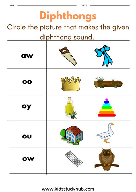 Diphthongs Worksheets Kids Study Hub Oi  Oy Worksheet Kindergarten - Oi, Oy Worksheet Kindergarten