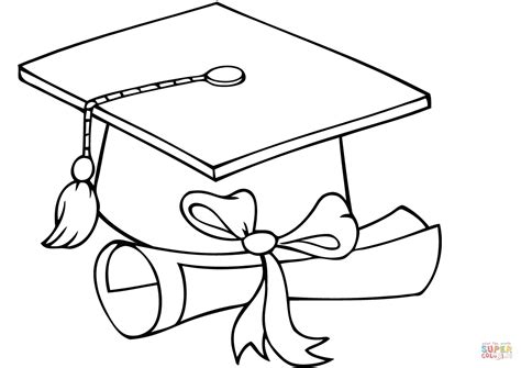 Diploma And Graduation Cap Coloring Page Museprintables Com Graduation Cap Coloring Page - Graduation Cap Coloring Page