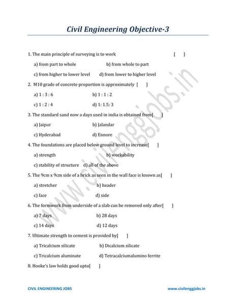 Read Diploma Civil Engineering Objective Type Questions 