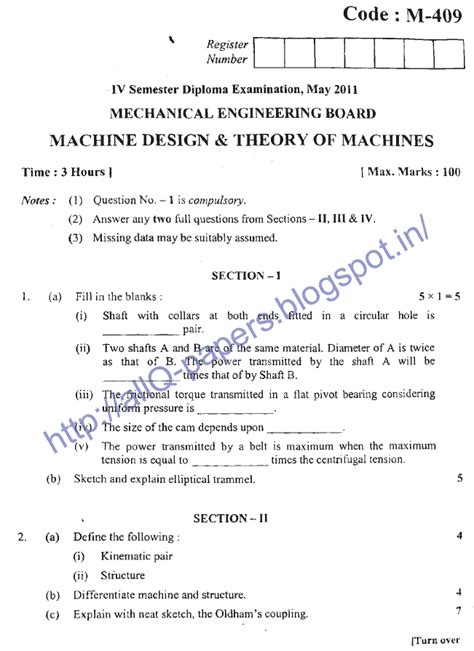 Full Download Diploma In Mechanical Engineering Question Papers 2013 