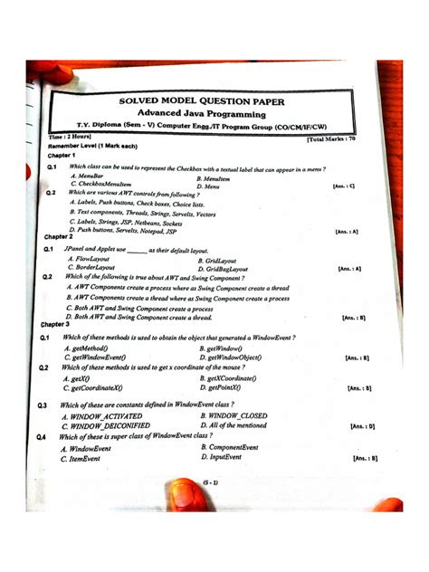 Read Diploma Java Model Paper 
