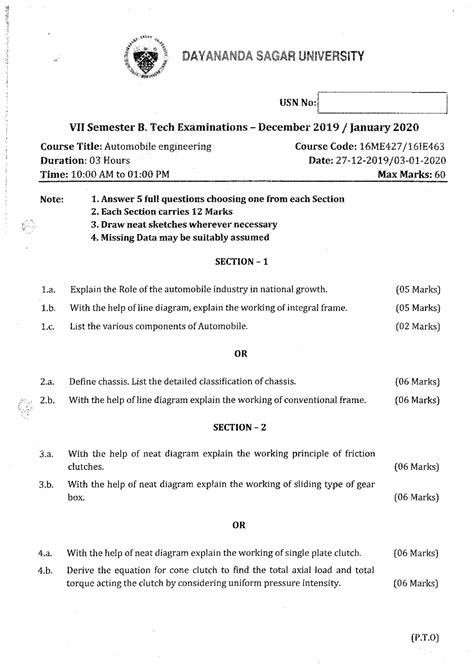 Read Diploma Sixth Semester Automobile Engineering Question Paper 