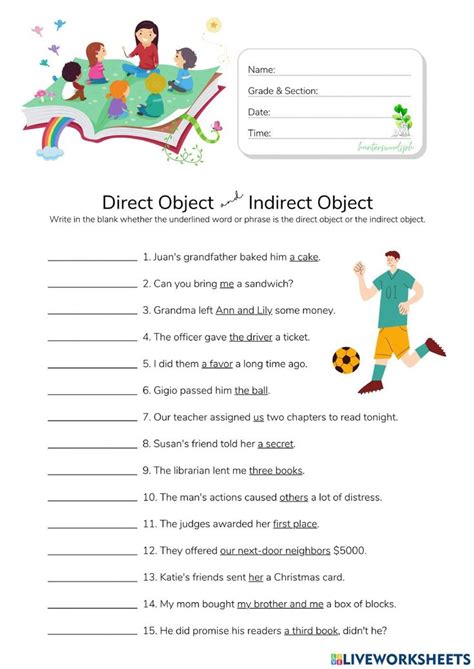 Direct And Indirect Objects Worksheets With Examples 5th Grade Direct Object Worksheet - 5th Grade Direct Object Worksheet