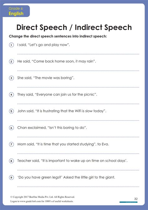 Direct And Indirect Worksheet
