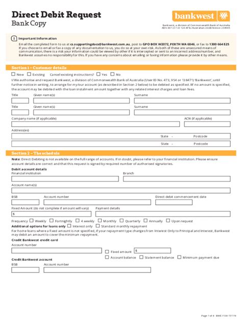 Direct Debit Request Form Media Super