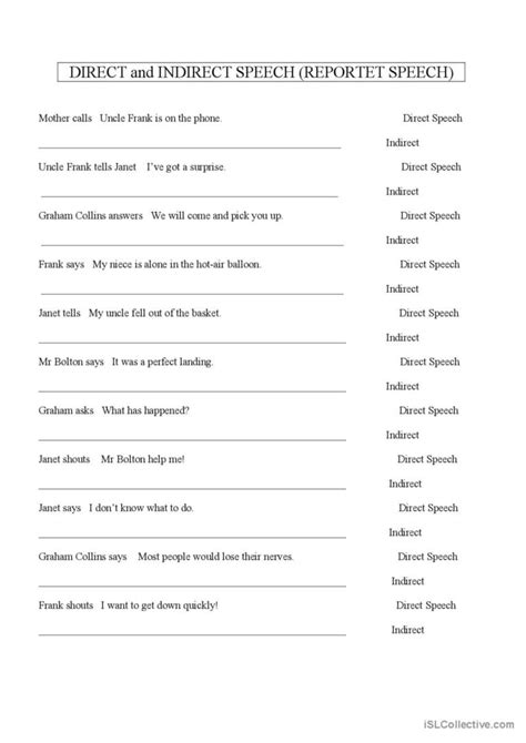Direct Indirect Speech Quiz