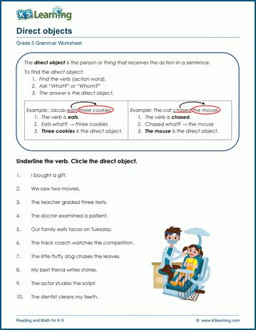 Direct Objects Worksheets
