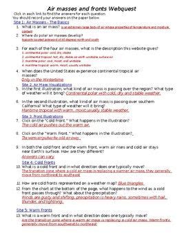 Directed Section Air Masses Answer Key