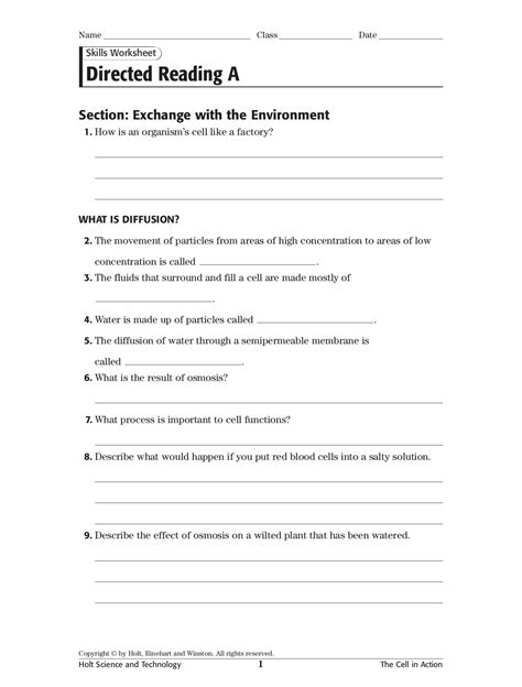 Directed Skills Answer Key