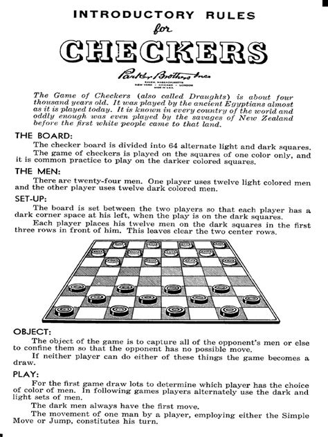Directions For Checkers