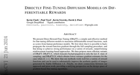 Directly Fine Tuning Diffusion Models On Differentiable Rewards Poster