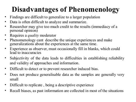 disadvantages of phenomenology