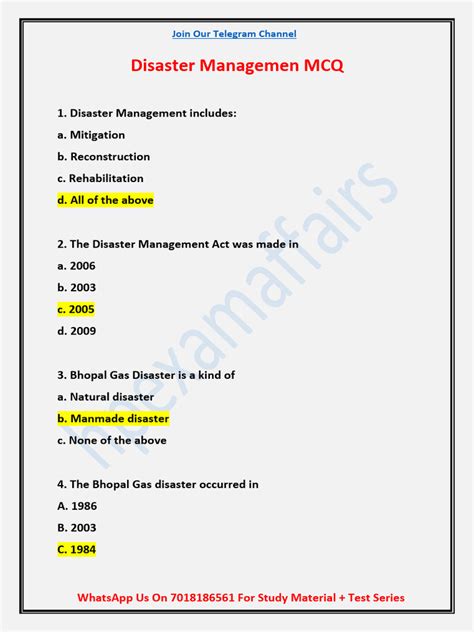 disaster management mcq questions