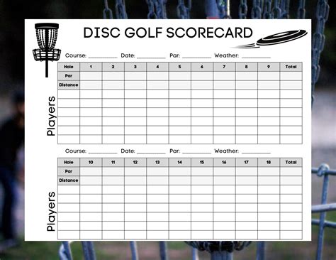 Disc Golf Score Sheet