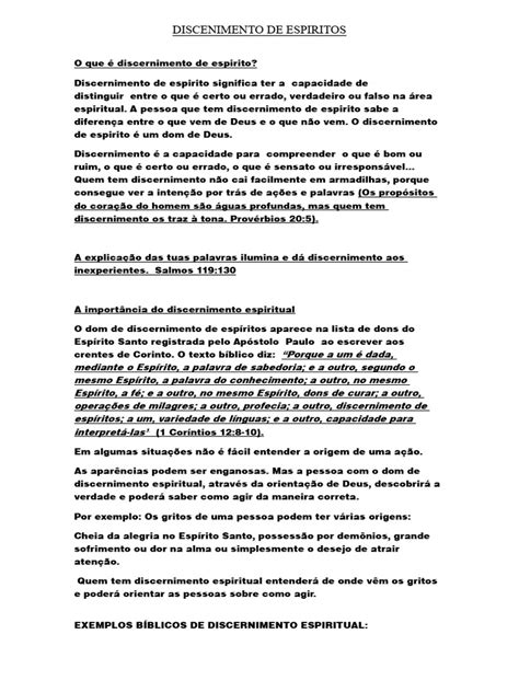 Discernimento De Espírito