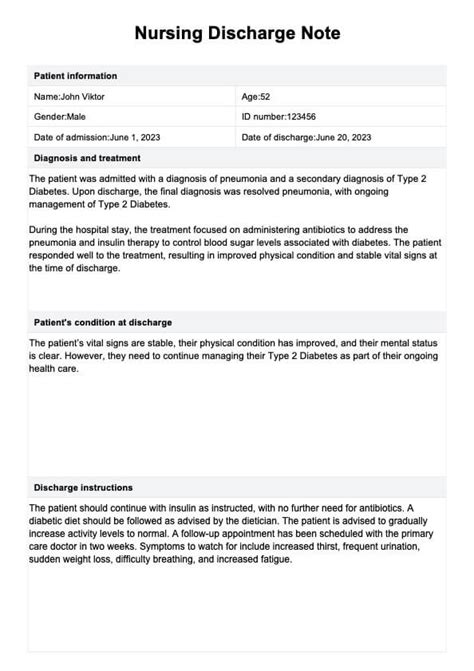 Discharge Nursing Note Allnurses
