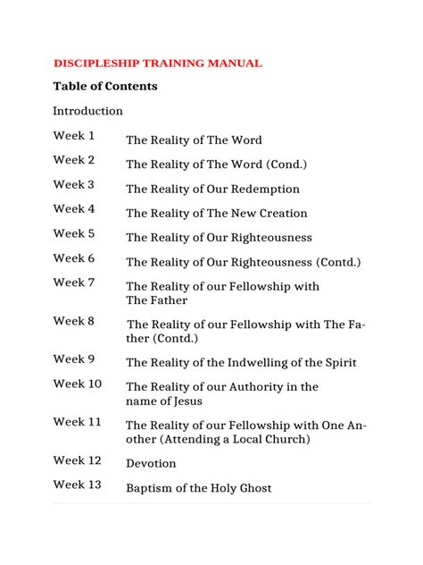 Discipleship Training Manual