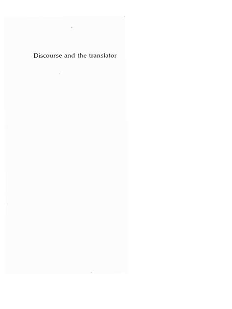 Discourse And The Translator