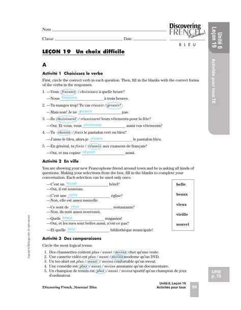 Read Discovering French Unite 4 Lecon 16 Answers 