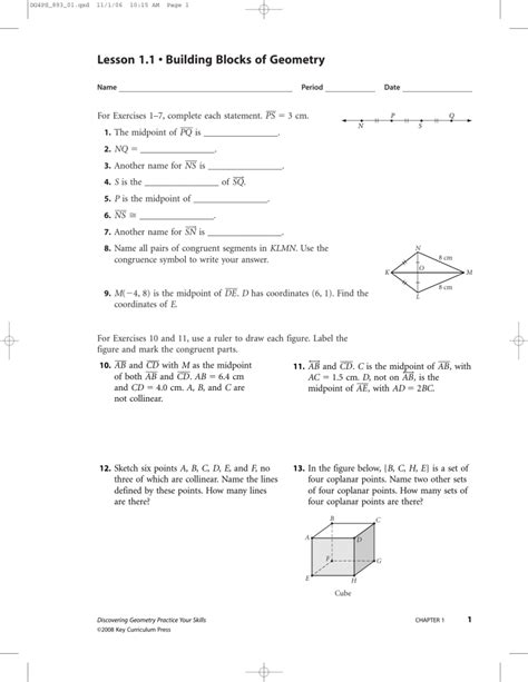 Read Discovering Geometry Practice Your Skills Chapter 1 Answers 
