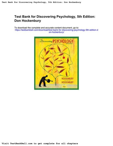 Read Discovering Psychology Hockenbury 5Th Edition Quizzes 