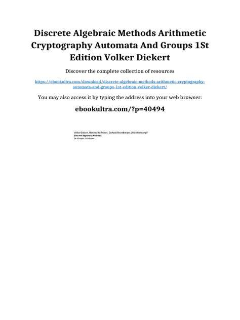 discrete algebraic methods arithmetic cryptograph