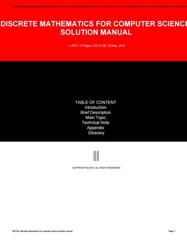 discrete mathematics for computer science solution manual