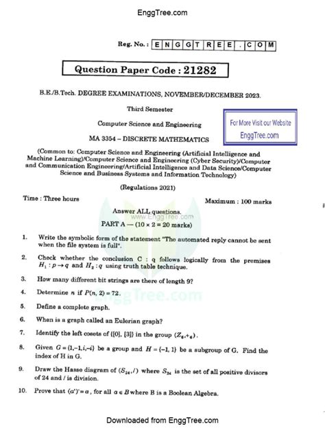 Discrete Mathematics Model Question Paper