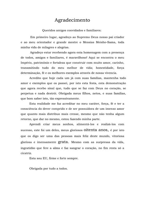 Discurso De Agradecimento
