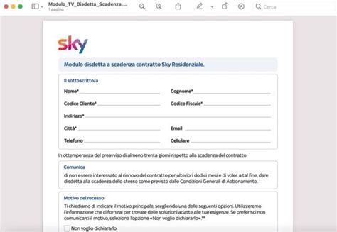 Disdetta Modulo Sky