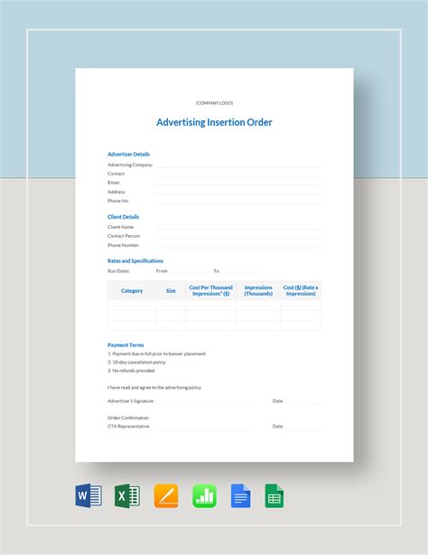 Display Advertising Insertion Order Template