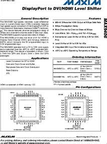 Read Displayport To Tmds Level Shifting Re Driver Rev D 