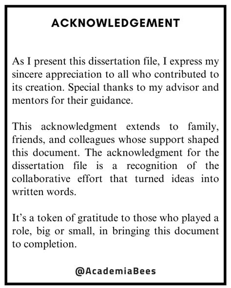 Dissertation Acknowledgement Sample