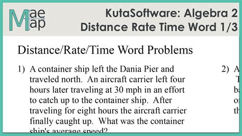 Distance Problems In Algebra With Solutions