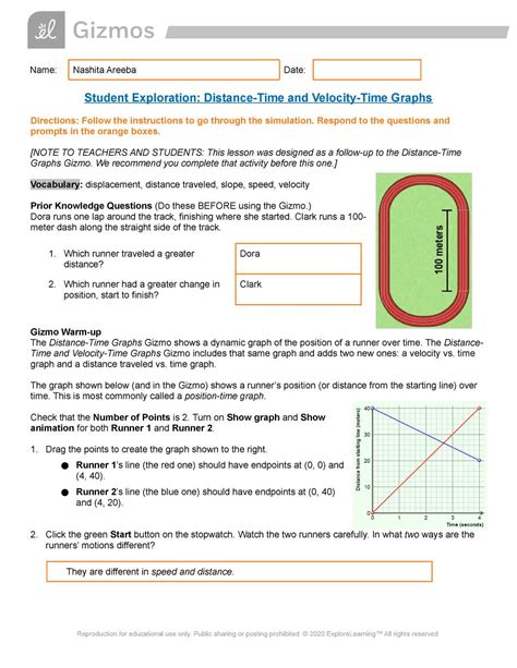 Distance Time Graph Gizmo Answer Key