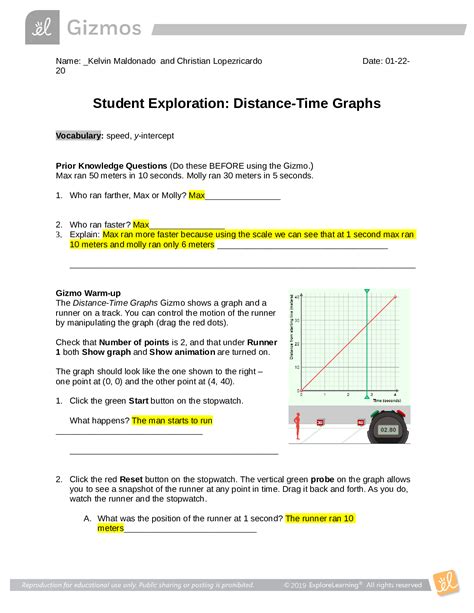 Read Online Distance Time Graphs Gizmo Answers Key 
