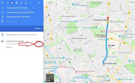 distanz in google maps messen