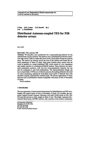 Distributed Antenna Coupled Tes For Fir Detector Arrays