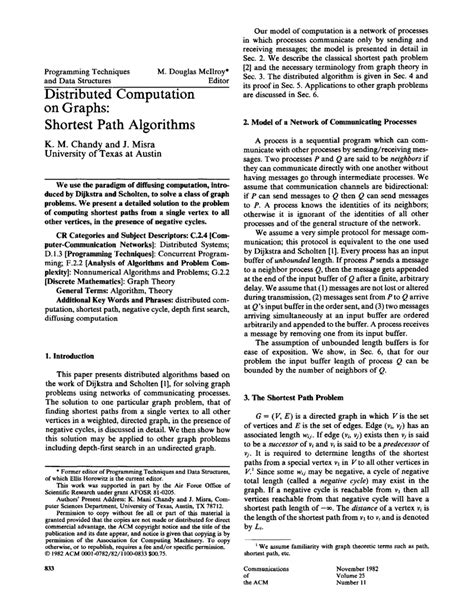 Distributed Computation On Graphs Shortest Path Algorithms