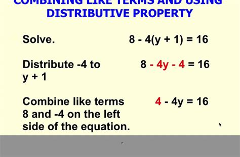 Distributive Property Combining Like Terms Worksheet