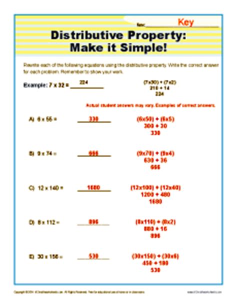 Distributive Property Make It Simple 3rd Grade Math Simple Distributive Property Worksheet - Simple Distributive Property Worksheet