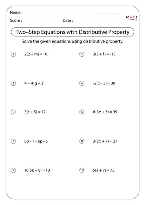 Distributive Two Step Equation Worksheets Kiddy Math Two Step Equations Distributive Property Worksheet - Two Step Equations Distributive Property Worksheet