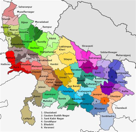 Districts Of Up List Map Uttar Pradesh Indiau0027s Up Division - Up Division