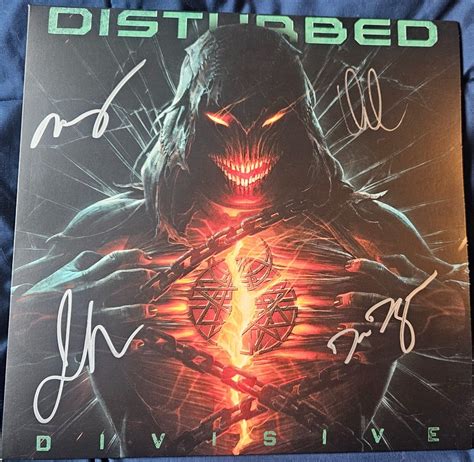 Disturbed Signed Autographed Divisive Limited Ed Red Vinyl Signs For Division - Signs For Division
