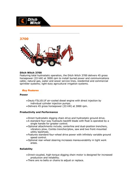 Download Ditch Witch Manual 3700 