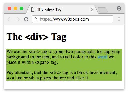 div tag in html and css