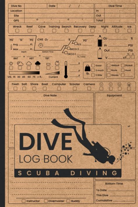 Dive Diving Logbook Scuba Diving Log Book Scuba L