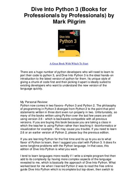 Full Download Dive Into Python 3 Books For Professionals By Professionals 