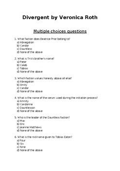 divergent ar test questions